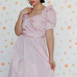 Vintage Ruffle Heart Necklined Gown